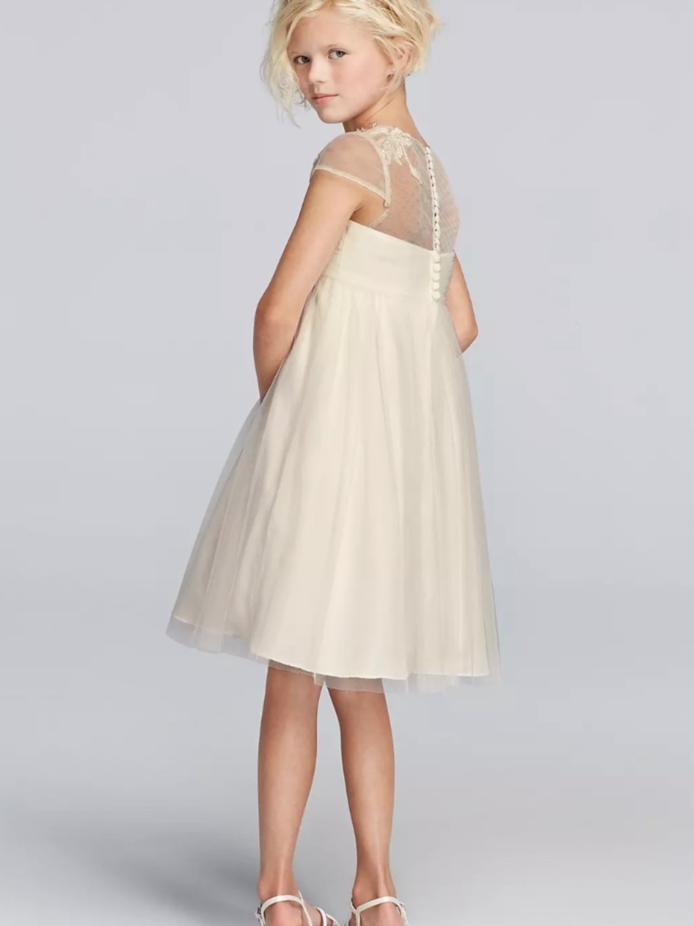 DAVID’S BRIDAL flower girl dress lace detail size 8 - Picture 4 of 8